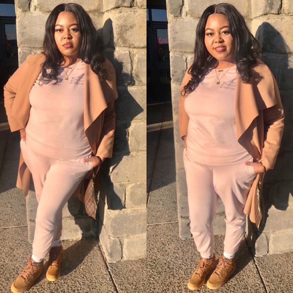 Nude/Tan Bombshell VS Pink Sweatshirt/Pants